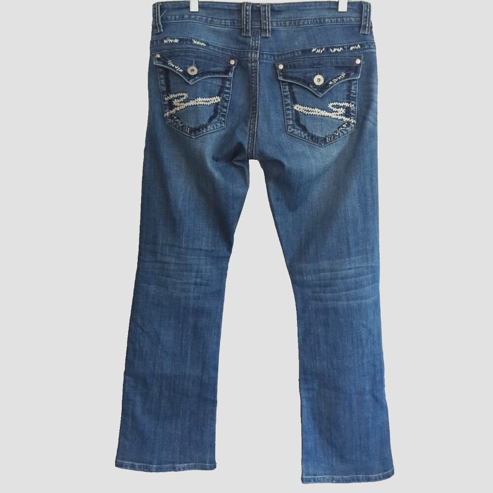 Stetson Jeans Womens 12 Blue Hollywood Bootcut Pants Flap Denim  (ACT. 36x32)-lp